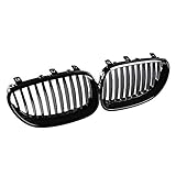 Anzio 1 Pair Glossy Black Euro Direct Replacement Front Kidney Grille Grill Replacement Compatible with Car 2003-2010 E60 5-Series