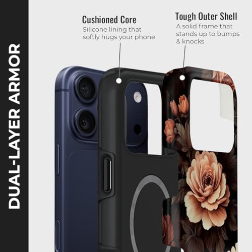 Image of Peeperly Rustic Elegance Crystal Case Compatible with iPhone 17 Pro, iPhone 17 Pro Back Cover Case- PC + Silicone