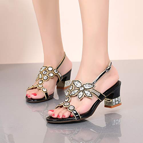 Image of Women's Handmade Rhinestones Crystal Heel Evening Bridal Wedding Prom Sandals Heeled 6.5 cm