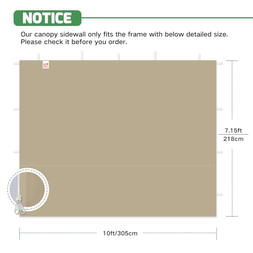 Acepic Pack de 4 Paredes Laterales para Carpa 3x3m, Paneles Laterales Impermeables de Tela Oxford 210D para Cenador Plegable, Protección Solar y Privacidad para Jardín, Camping y Eventos, Caqui - imagen 3