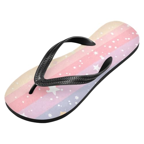 Women Beach Summer Casual Flip Flop Rainbow StripeQuick Dry Sandals Slipper for Men 214B3145