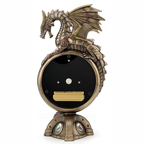 Reloj de mesa de dragón resina steampunk bronce con relojes 4