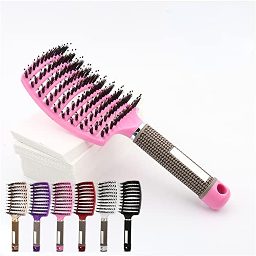 Pop Magic Detangling Hair Brush for Women and Kids Boar Bristle Paddle Brush for Blow Drying Wet Hair, Long, Thick, Curly