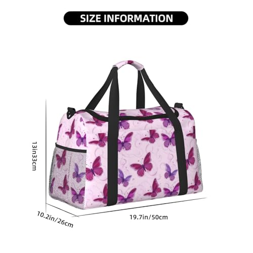 Red butterfly Print Foldable Carry On Tote Large Capacity Hand Carry Bag for Airplane Weekend Getaways4