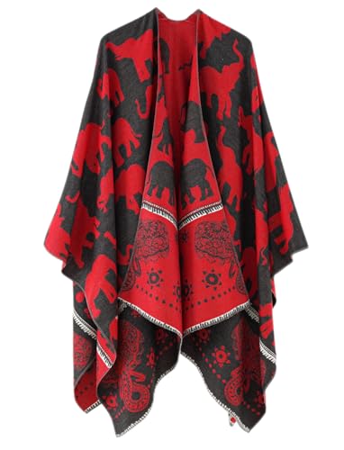 Women's Oversized Warm Shawls Stylish Large Floral Patterns Wrap Cape Shawl for Fall and Winter