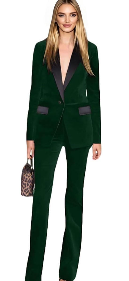 Velvet Pant Suit Women Office Work Suit One Button Prom Suit Business Suit Blazer Pants Set