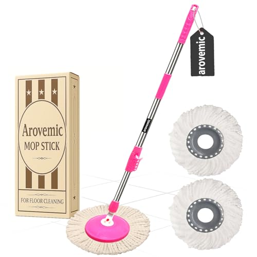 Image of Premium Classic Pink Rod Mop Stick- India's Biggest Rod Set with 2 Microfiber Refills -Easy to fit for All Bucket Mops -S1