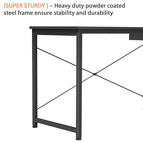 Foxemart Computer Desk, 47 Inch Study Writing Desk For Home Office Workstation, Modern Simple Style Laptop Table With Storage Bag/Drawer, Black And Rustic Brown #TOP3
