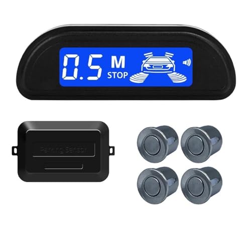 Sensores de aparcamiento Kit de sensor de aparcamiento para coche con monitor de marcha atrás Parktronic de 22 mm, 4 sensores, detector de radar, pantalla de retroiluminación, sensor de aparcamiento