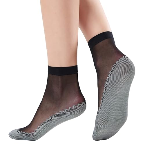 Image of WiliW Women's Ankle High Sheer Thin Nylon Socks, 12 Pairs | Reinforced Bottom, Reinforced Toe