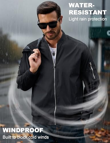 MAGCOMSEN Men's Lightweight Casual Windbreaker Coat | Spring Fall Zip Up with 5 Pockets