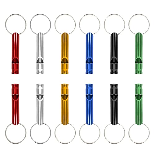 Whistle Emergency Whistle with Keychain Aluminum Safety Whistles Extra Loud Survival Whistles for Camping Hiking Boating Hunting Training Fishing Outdoor Sports, Loud Sound Sturdy and Light