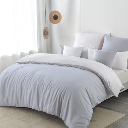 Nesture Bettwäsche 140x200 2teilig Grau/Weiß Bettwäsche Sets Microfaser...