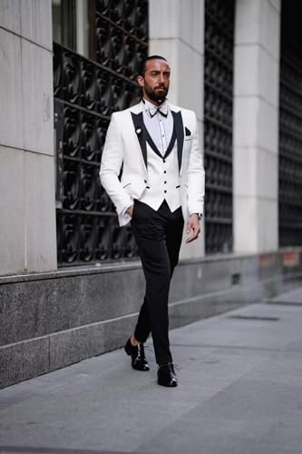 Men Tuxedo Suit Set 3 Piece Tux Wedding Suits Slim Fit Prom Tuxedos One Button Blazer Vest Pants Sets 20253
