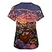 Niffouu Thermal Short Sleeve Women Women's Fashion V-Neck Short Overalls with Pockets Print Tops Clothes Purple Pink 4XL