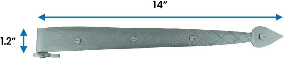 Renovators Supply Manufacturing Black Spear Tip Strap Pintle Hinge 14" L Diamond Etch Style Wrought Iron Lift Off Pin Hinges For Doors Gates Rustic Decorative Pintle Hinges With Hardware Pack Of 10