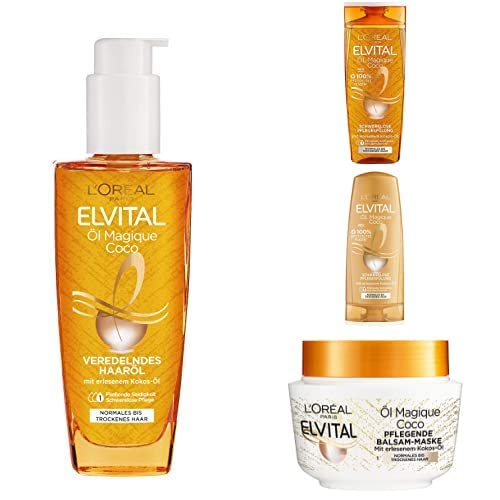 L'Oréal Paris Öl Magique Coco Haarpflege Routine- 1 Shampoo   1 Conditioner   Maske   Haaröl ...