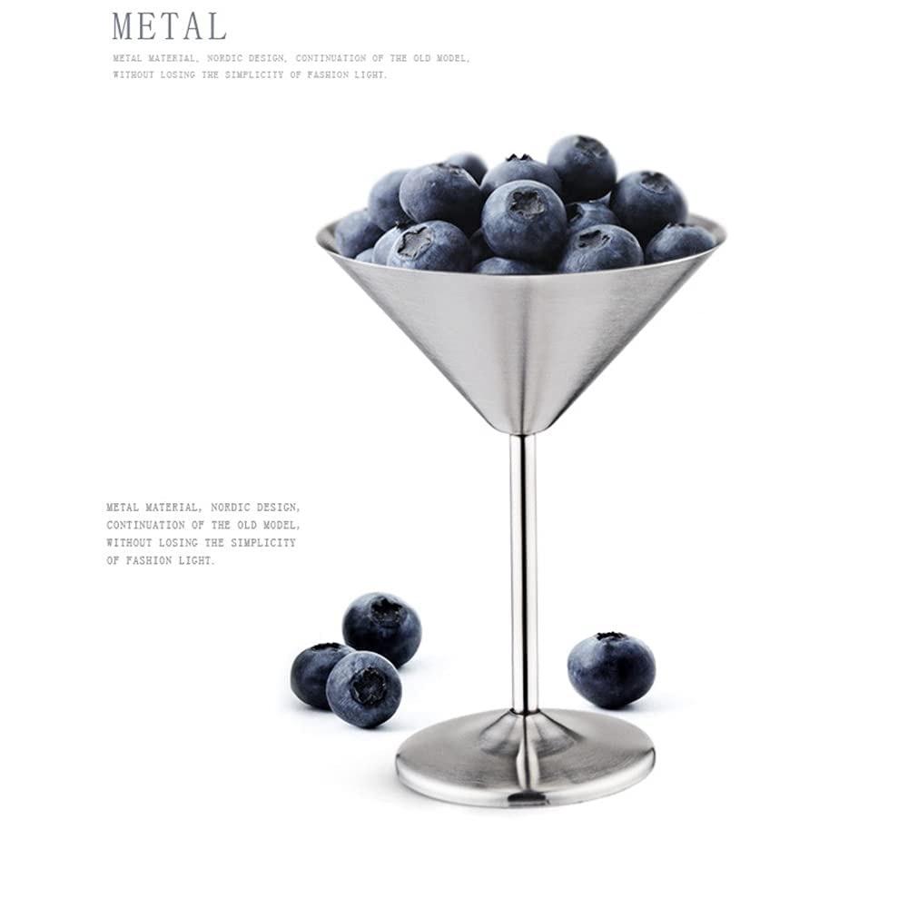 Aoser Copas de Cóctel Martini, 2 Pcs Copa de Vino de Acero Inoxidable, Copa de Martini de Acero Inoxidable, Copas de Vino de Tallo de Cóctel, para Bar