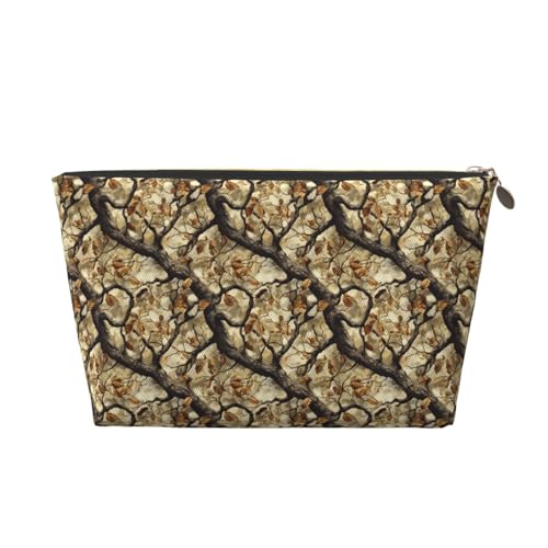 Bolsa de maquillaje retro con estampado de ramas de camuflaje, neceser de viaje para mujeres, bonito organizador de maquillaje de cuero