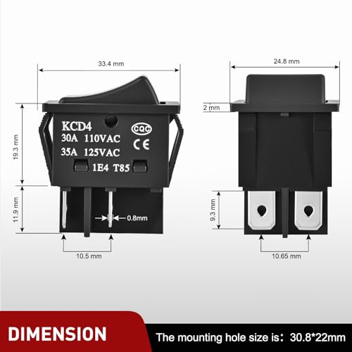 Image of Nilight 3PCS DPST Rocker Switches 12V 30A /110V 35A /125VAC