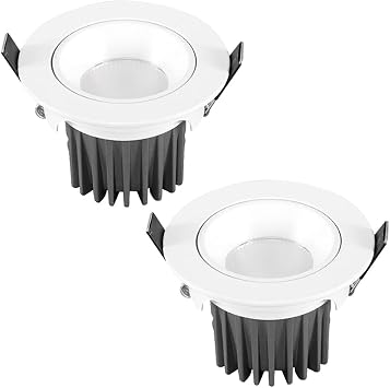 2in 3in 3.5in Round White LED Can Lights Pack of 2,Bulls Eye Downlight 5W,7W,10W,12W,15W Recessed Lighting Fixtures,no Flicker,Concealed Mounted