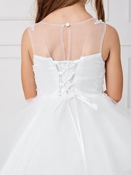 Flower Girl Dress Tulle Pageant Dresses for Girls Lace Appliques First Communion Dresses Kids Party Ball Gowns4