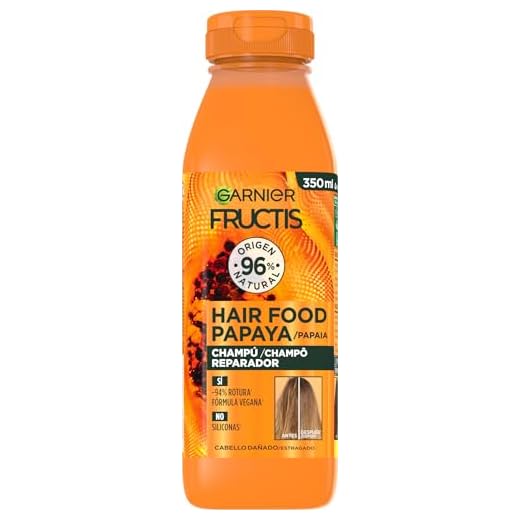 Garnier Fructis Champú Papaya Reparadora, Banana, 350 ml (El embalaje puede variar)