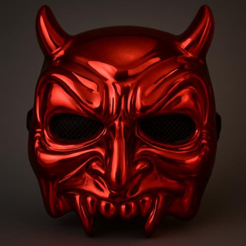 Image of Wanna Party Scary Halloween Mask - Broken Jaw Creepy Horror for Adult Halloween Cosplay Costumes- Red