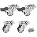 Moogiitools 4 Pack 1" Low Profile Casters Wheels Soft Rubber Swivel Caster with 360 Degree Top Plate 100 lb Total Capacity for Set of 4 (2 with Brakes & 2 Without)
