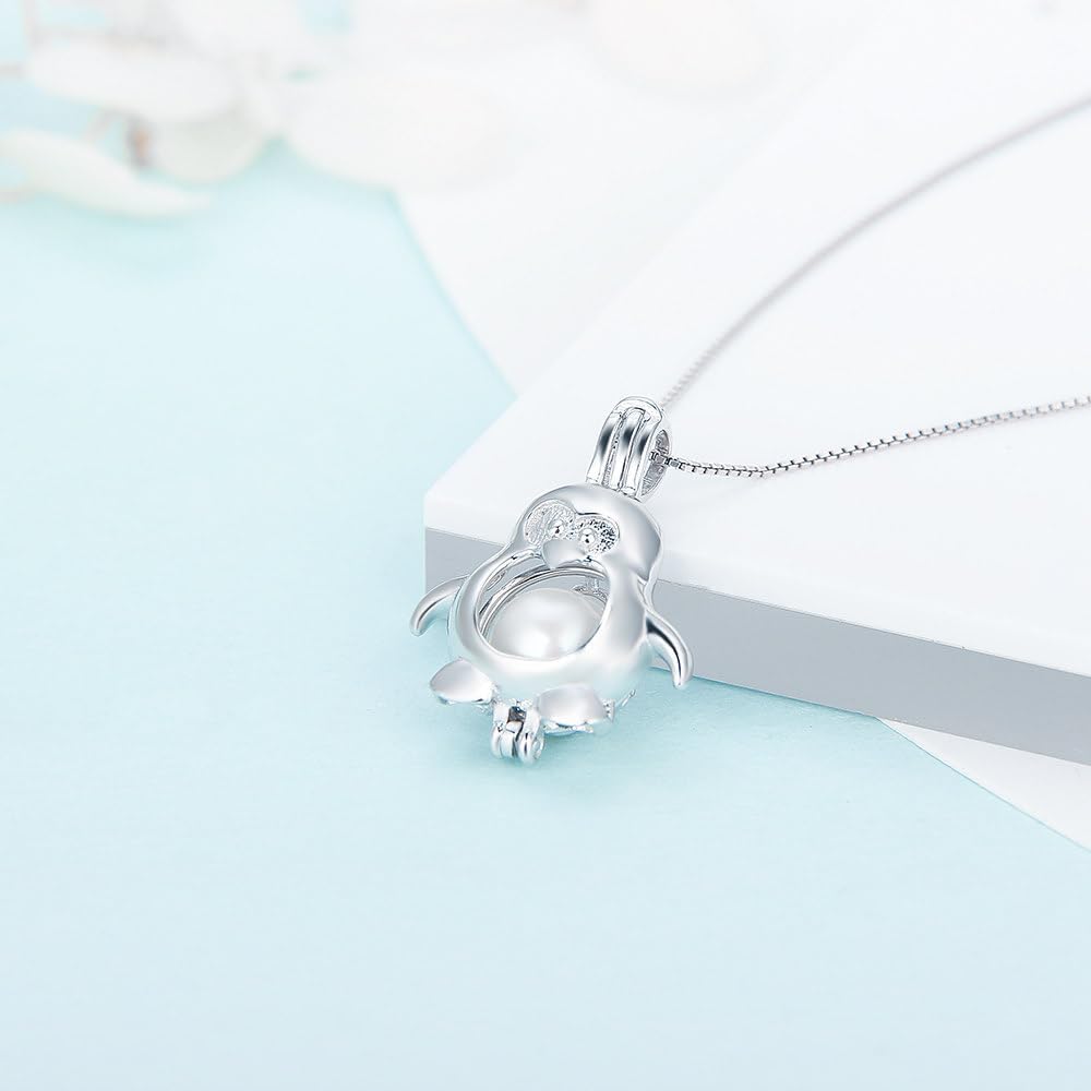 Penguin Cage Pendants for Pearl Jewelry Making Sterling Silver, Design Cage Pendants for Women - Image 4