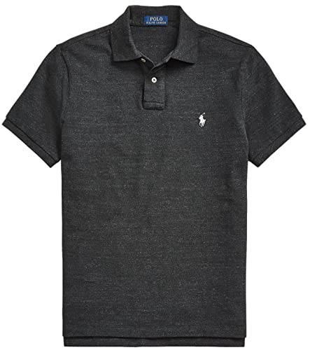 POLO RALPH LAUREN Men Custom Fit Mesh Pony Logo Shirt (XL, BlackMarble)