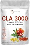 Micro Ingredients CLA Supplements 3000mg Per Serving | 300 Softgels, Made with 80% CLA from Non-GMO Safflower Oil, Active Conjugated Linoleic Acid