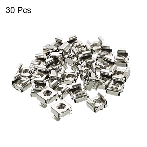 PATIKIL Pack von 30 M5 Käfigmuttern Karbonstahl Vernickelt für Server Rack Schränke Silberton