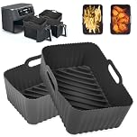 Silicone Air Fryer Liners for Ninja Foodi AF300UK, 2Pcs Ninja Foodi Dual Zone Air Fryer Accessories, Reusable Silicone Dual Basket Air Fryer Liner 7.6L