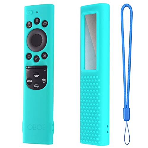 Image of Oboe Silicone TV Remote Cover for 2022 Samsung Smart TV Remote QLED TV BN68-13897A TM2280E Anti-Lost with Remote Loop (Mint Green)