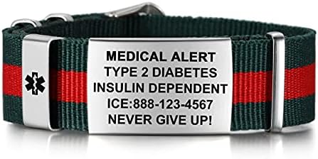 Bellfy Medical Alert Bracelets for Women And Men | Emergency Medical ID Bracelets | Free Engraving Sport Medical Bracelet with Nylon Wristband | Adjustable Medical Bracelets 6.5-8.5 Inches