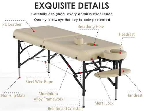 Image of CLORIS 84 inch Professional Massage Table 2 Section Portable Hold Up to 1100LBS