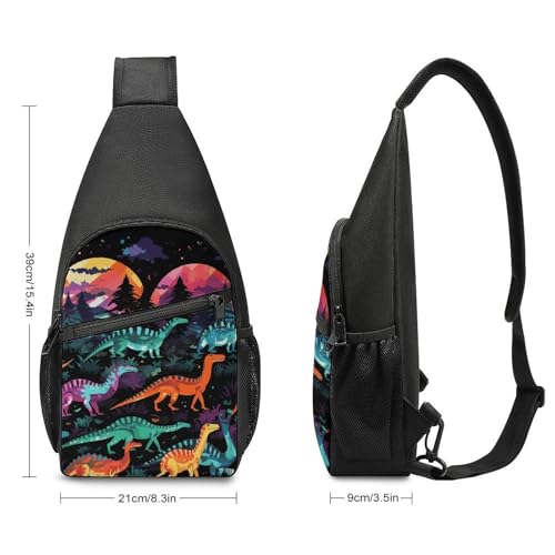 Bolsa de bandolera con diseño de dinosaurios coloridos miniatura 2