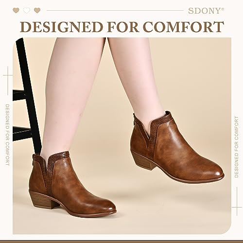 Women's Ankle Boots Low Heels Chunky Fashion Zipper Dressy Booties for Women 5