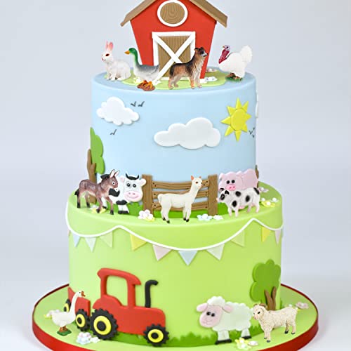 SIENON 12Pcs Bauernhof Tierfiguren Spielzeug Kunststoff, Playset Lernspielzeug Set, Bauernhof Tier Kuchen Cupcake Topper für Bauernhof Geburtstag Weihnachtsfeier