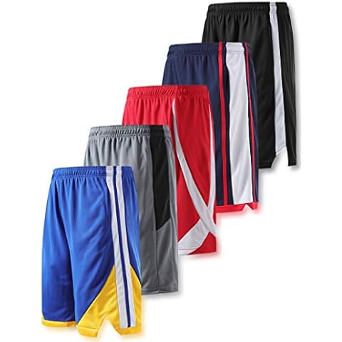 Liberty Imports Pack of 5 Men's Athletic Basketball Shorts Mesh Quick Dry Activewear with Pockets, Edition 3, 3X-Large Cover