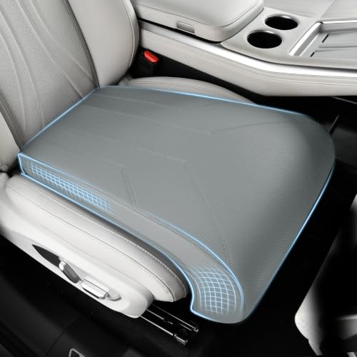 Image of FLORICH Car Seat Extender Leg Extender Support Cushion for Driver Seats Office Chair, Leather Carseat Leg Support for Long Drivers Universal Car Seat Cushion Legs Rest Pads-Light Grey