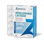 Zymerex Intolleranze Lattosio 20 compresse | Integratore alimentare | Digestione | Lattasi 9800 ALU | A base di enzimi | Ananas e papaya | Senza glutine e lattosio