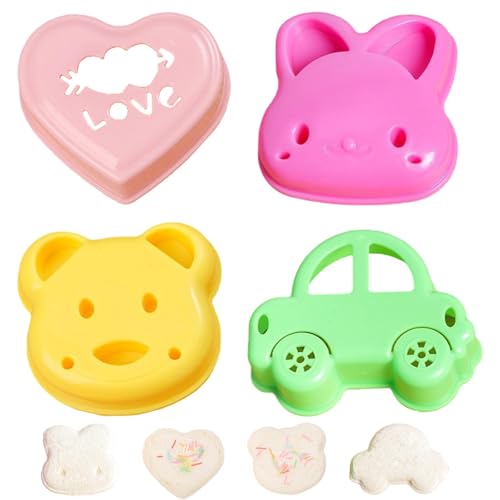 4 PCS Sandwich Cutters for Children, Cute Heart Shaped and Small Car Design Kids Sandwich Cutters, Animal Cookie Cutters for Kids Making Sandwiches Burgers and Toast