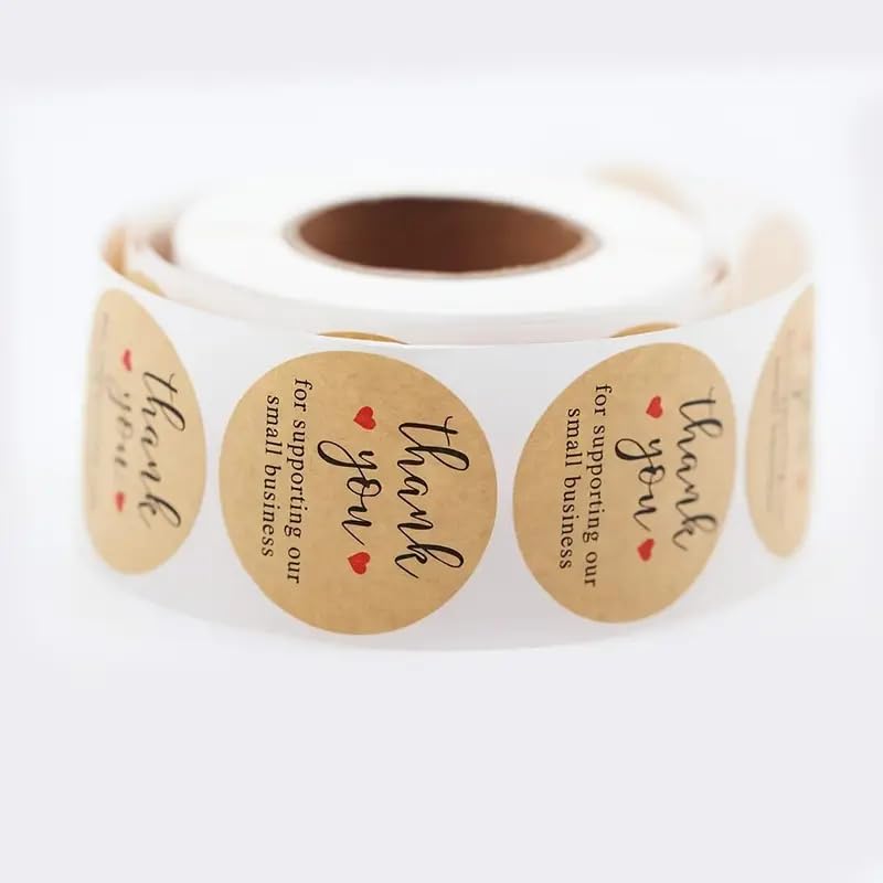 Image of Alokik Enterprise 500 Pcs Thank You for Supporting My Small Business Stickers, 2.5 cm Round Thank You Adhesive Sticker for Wedding Supplies Packing Stickers Gift Wrap (500 in 1 Sticker Roll)