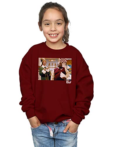 Absolute Cult Elf Girls Christmas Store Cheer Sweatshirt Burgundy 7-8 Years