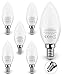 KYOTECH Bombillas LED Vela E14 5W equivalente a 50W 6500K Luz Blanca Fría 400LM 220° Ángulo de Haz, Bajo Consumo Bombillas C37 Para Dormitorio Sala de estar Pasillo, Pack de 6 Unidades