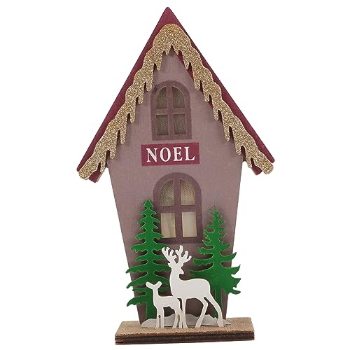 FUNOMOCYA Led Christmas Lighted Miniature House Resin Village Ornament Perfect for DIY Winter Decor Craft Showcases