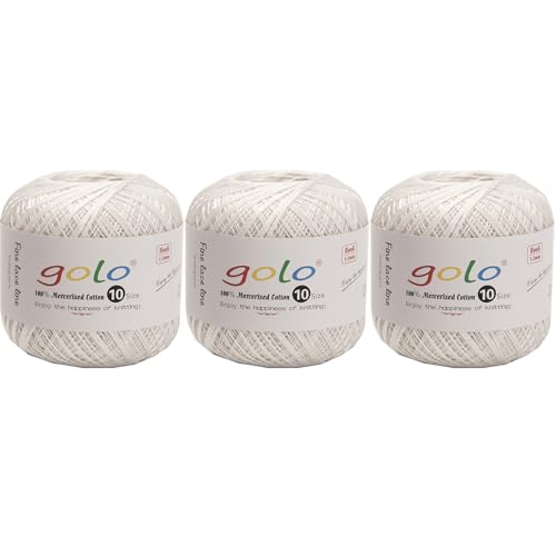 Image of golo 3 Balls Crochet Thread Size 10 Crochet Yarn for Hand Knitting 801