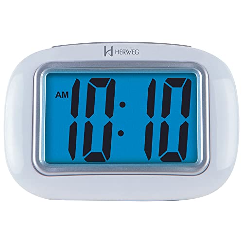 RELÓGIO DESPETADOR DIGITAL MODERNO CLEAN ALARME SONORO HERWEG BRANCO